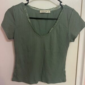 Wild Fable Green Fitted Ribbed T-Shirt